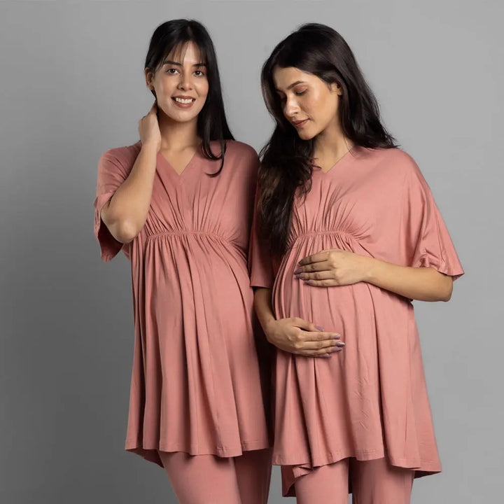 Block Hop Old Rose Kaftan Top - Old Rose, Size - XXL/XXXL