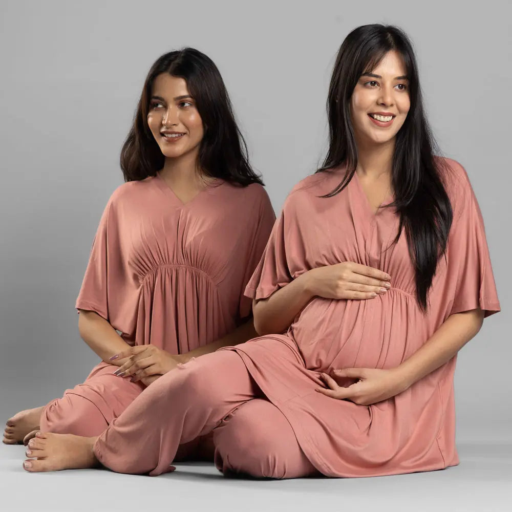 Block Hop Old Rose Kaftan Top - Old Rose, Size - XXL/XXXL