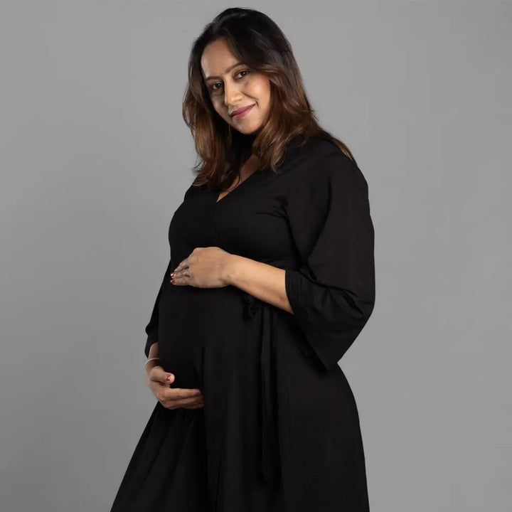 Block Hop Black Wrap Gown - Black, Size - XXL/XXXL
