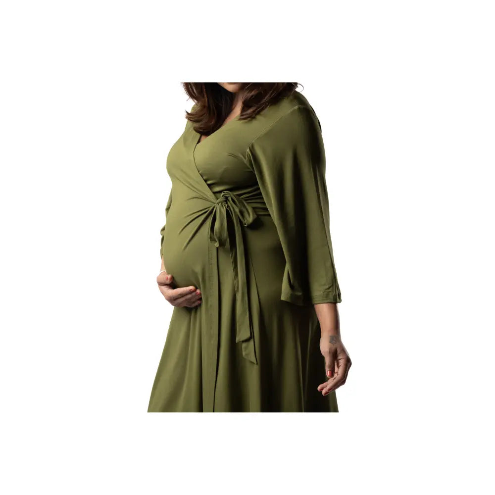 Block Hop Olive Wrap Gown - Olive, Size - XXL/XXXL
