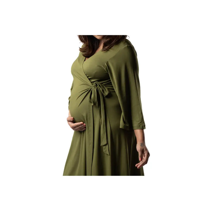 Block Hop Olive Wrap Gown - Olive, Size - XXL/XXXL