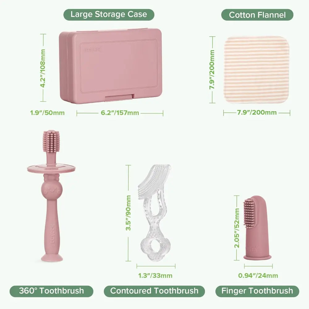 Haakaa Infant Oral Care Kit – Gentle Gum &amp; Teeth Cleaning for Babies – Blush