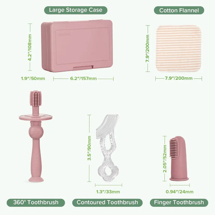 Haakaa Infant Oral Care Kit – Gentle Gum &amp; Teeth Cleaning for Babies – Blush