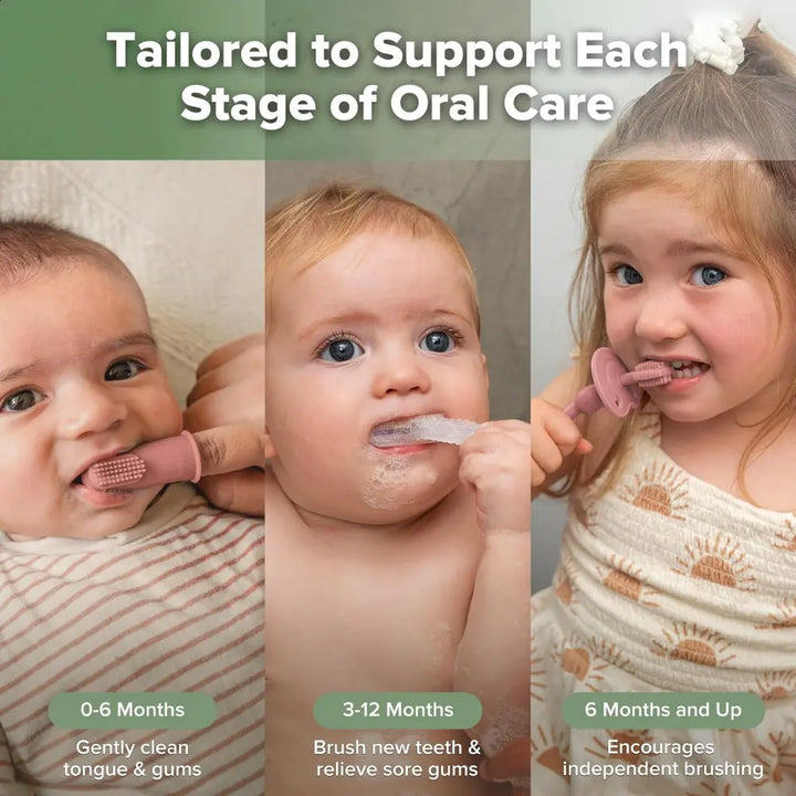 Haakaa Infant Oral Care Kit – Gentle Gum &amp; Teeth Cleaning for Babies – Blush