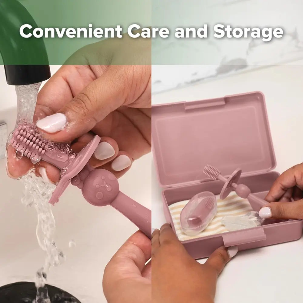 Haakaa Infant Oral Care Kit – Gentle Gum &amp; Teeth Cleaning for Babies – Blush