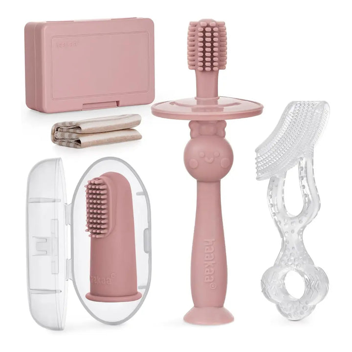 Haakaa Infant Oral Care Kit – Gentle Gum &amp; Teeth Cleaning for Babies – Blush