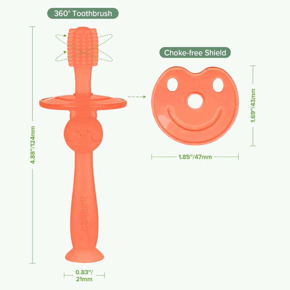 Haakaa 360° Silicone Toothbrush – Soft All-Round Bristles for Infant Oral Care – Berry Red