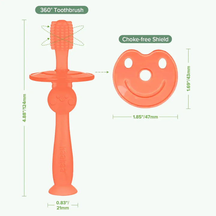 Haakaa 360° Silicone Toothbrush – Soft All-Round Bristles for Infant Oral Care – Berry Red