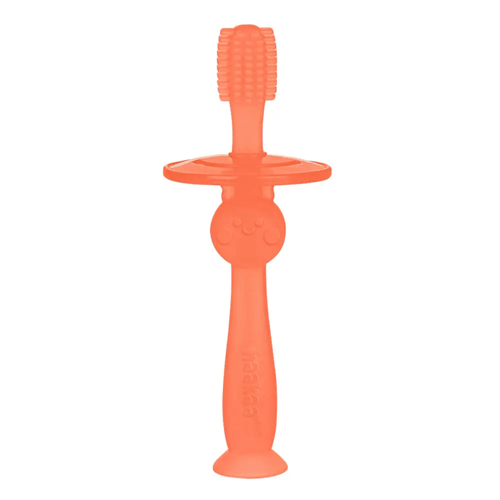 Haakaa 360° Silicone Toothbrush – Soft All-Round Bristles for Infant Oral Care – Berry Red