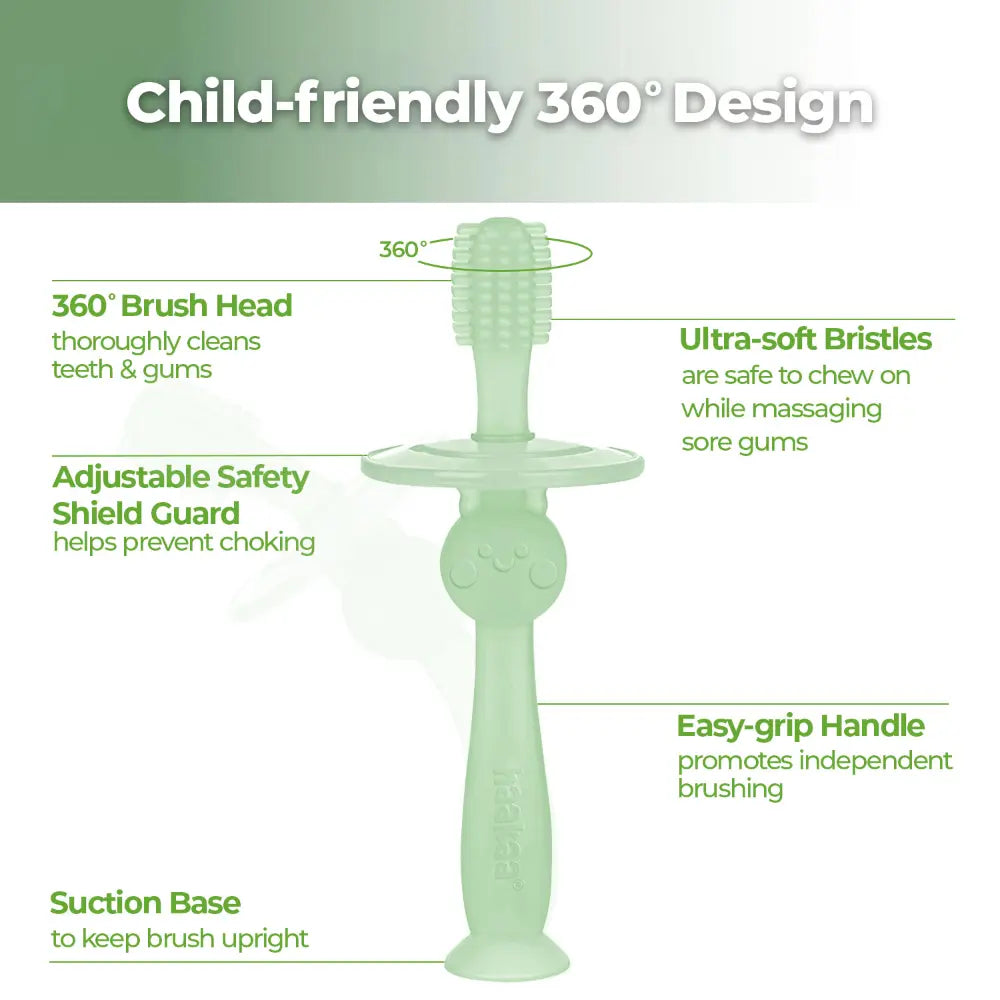 Haakaa 360° Silicone Toothbrush – Soft All-Round Bristles for Infant Oral Care – Lime