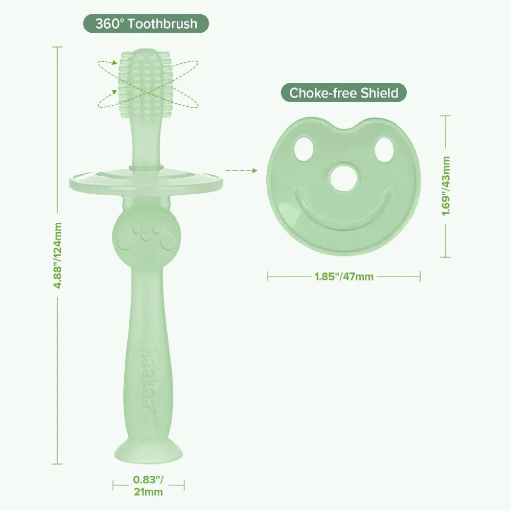 Haakaa 360° Silicone Toothbrush – Soft All-Round Bristles for Infant Oral Care – Lime