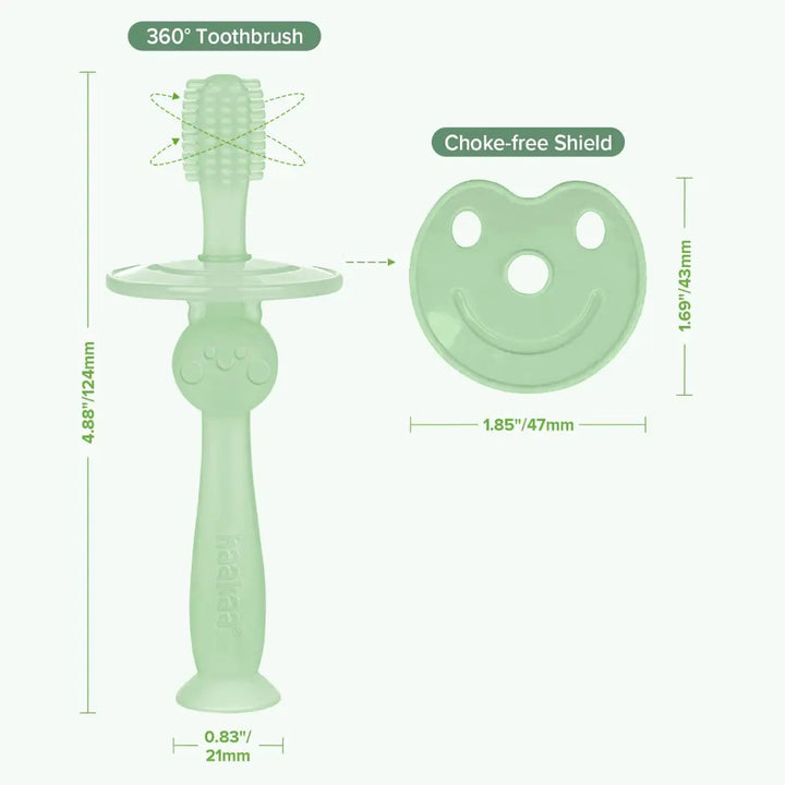 Haakaa 360° Silicone Toothbrush – Soft All-Round Bristles for Infant Oral Care – Lime