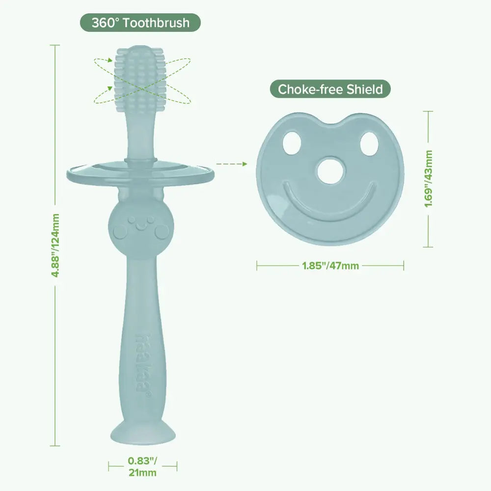 Haakaa 360° Silicone Toothbrush – Soft All-Round Bristles for Infant Oral Care – Mist Blue