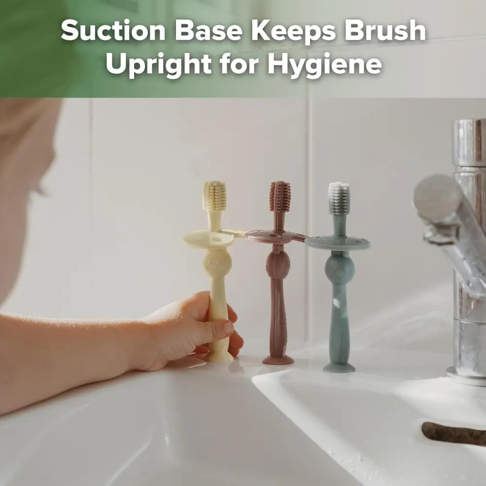 Haakaa 360° Silicone Toothbrush – Soft All-Round Bristles for Infant Oral Care – Mist Blue