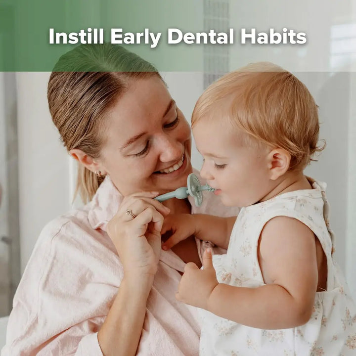 Haakaa 360° Silicone Toothbrush – Soft All-Round Bristles for Infant Oral Care – Mist Blue