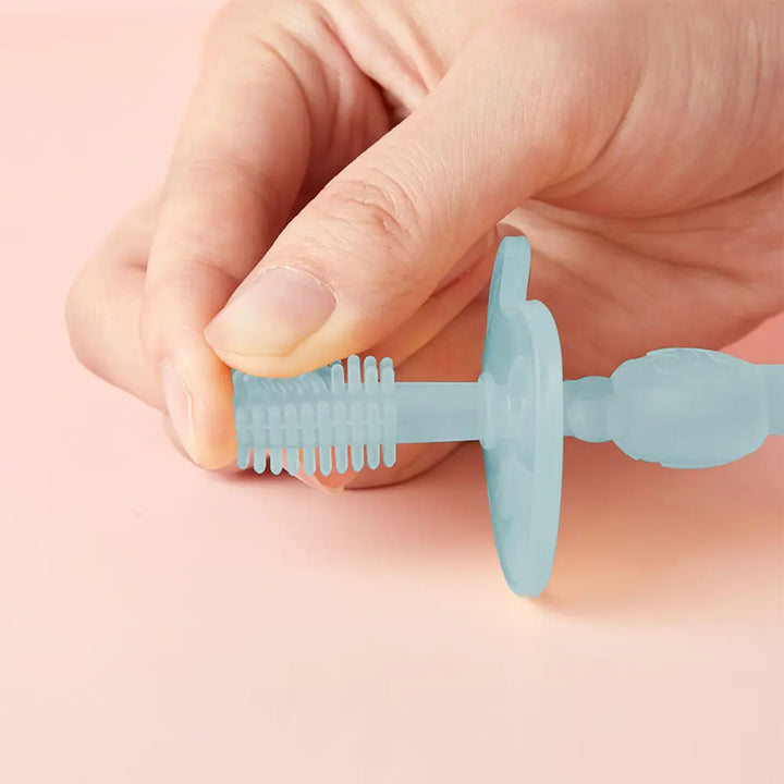 Haakaa 360° Silicone Toothbrush – Soft All-Round Bristles for Infant Oral Care – Mist Blue