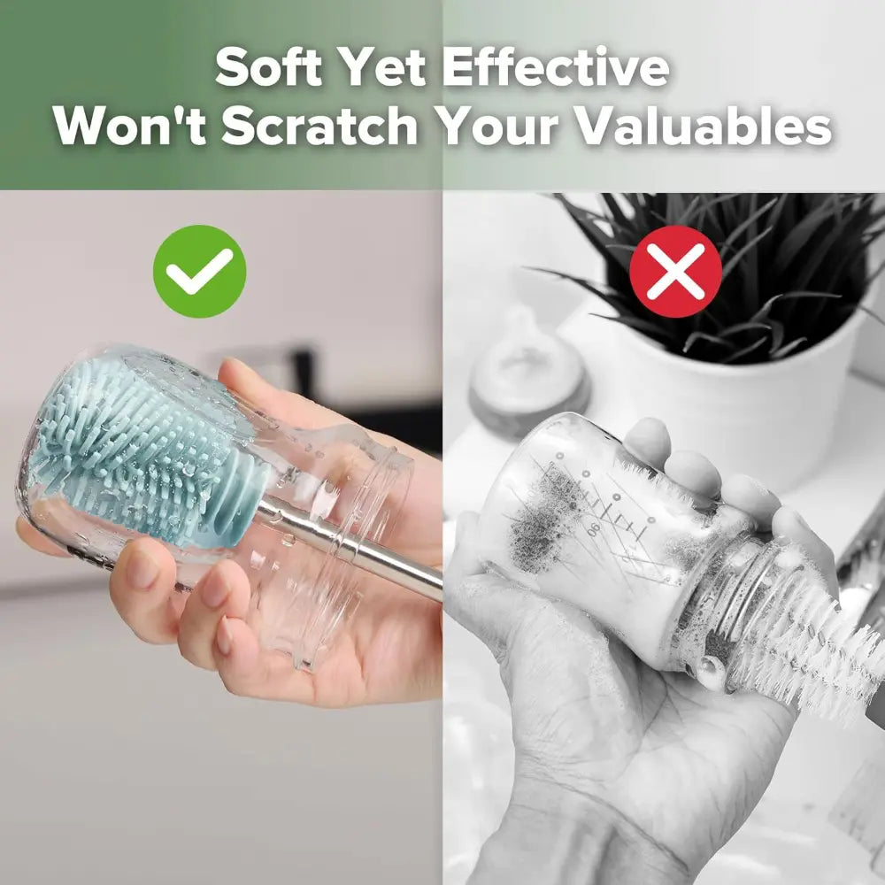 Haakaa Silicone Cleaning Brush Kit – Complete Cleaning Set for Feeding Essentials – Mist Blue