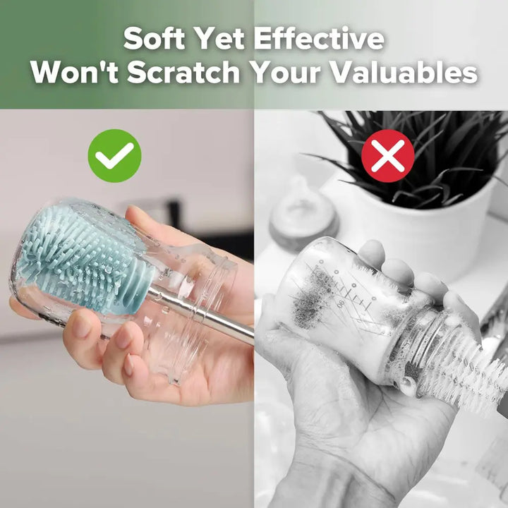 Haakaa Silicone Cleaning Brush Kit – Complete Cleaning Set for Feeding Essentials – Mist Blue
