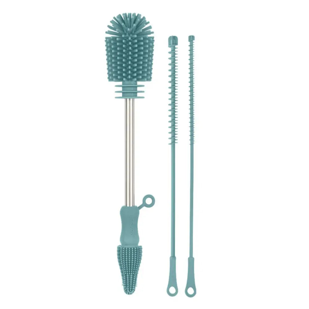 Haakaa Silicone Cleaning Brush Kit – Complete Cleaning Set for Feeding Essentials – Mist Blue