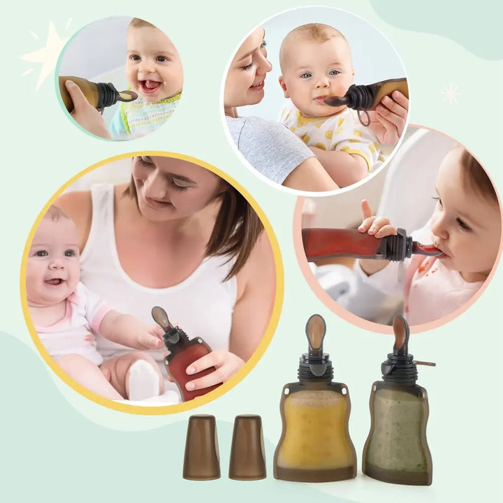 Haakaa Silicone Feeding Spoon Attachment – Converts Pouches into Easy Feeding Spoons