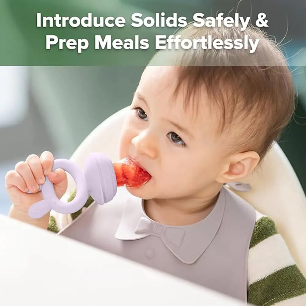 Haakaa Freeze-N-Feed Mini Combo – Silicone Feeder &amp; Tray for Teething &amp; Feeding – Lavender