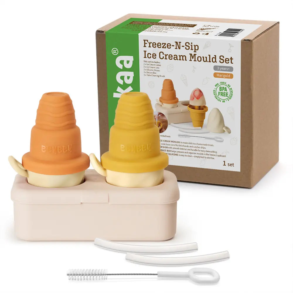 Haakaa Freeze-N-Sip Ice Cream Mould Set – Fun Frozen Treats for Babies &amp; Toddlers – Marigold