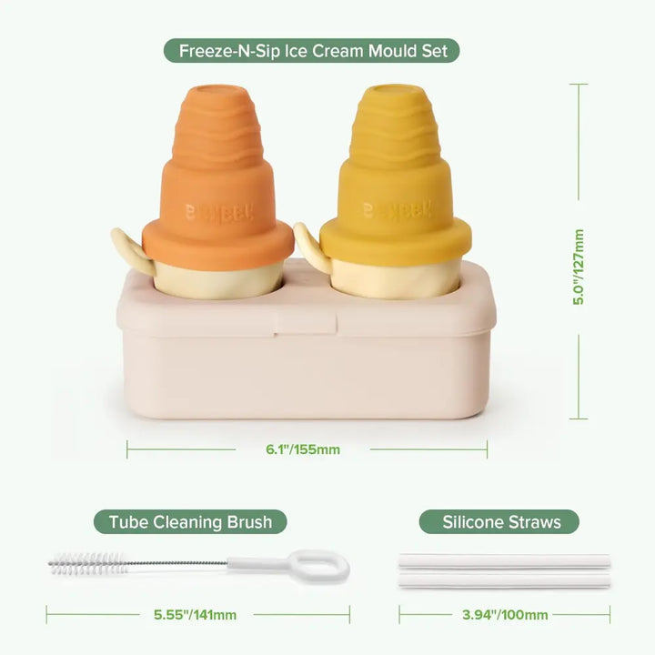 Haakaa Freeze-N-Sip Ice Cream Mould Set – Fun Frozen Treats for Babies &amp; Toddlers – Marigold
