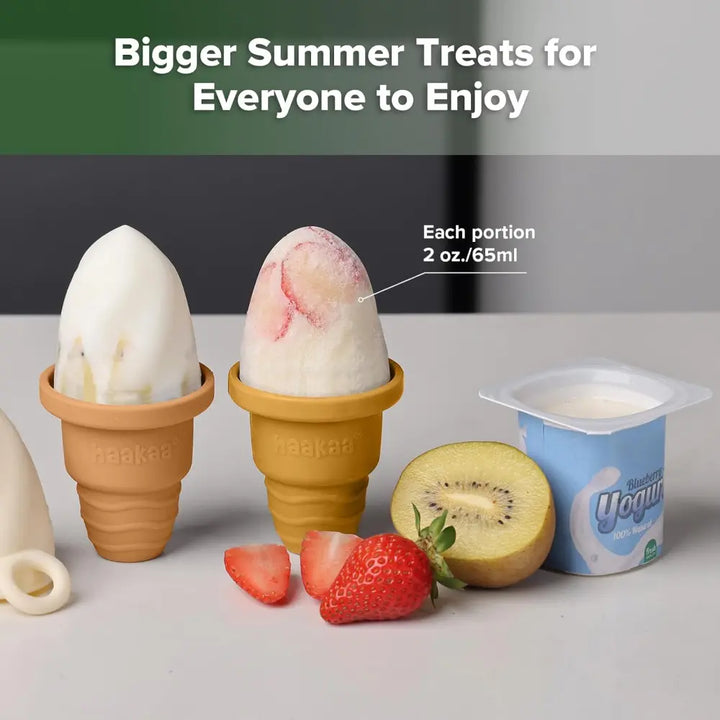 Haakaa Freeze-N-Sip Ice Cream Mould Set – Fun Frozen Treats for Babies &amp; Toddlers – Marigold