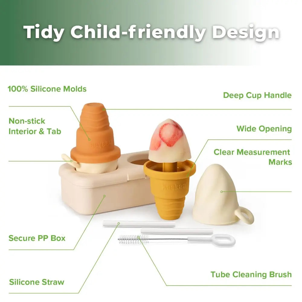 Haakaa Freeze-N-Sip Ice Cream Mould Set – Fun Frozen Treats for Babies &amp; Toddlers – Marigold