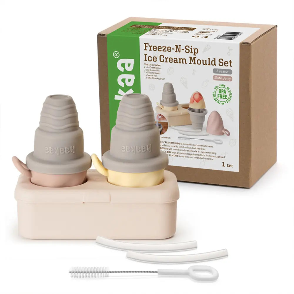 Haakaa Freeze-N-Sip Ice Cream Mould Set – Fun Frozen Treats for Babies &amp; Toddlers – Slate Berry