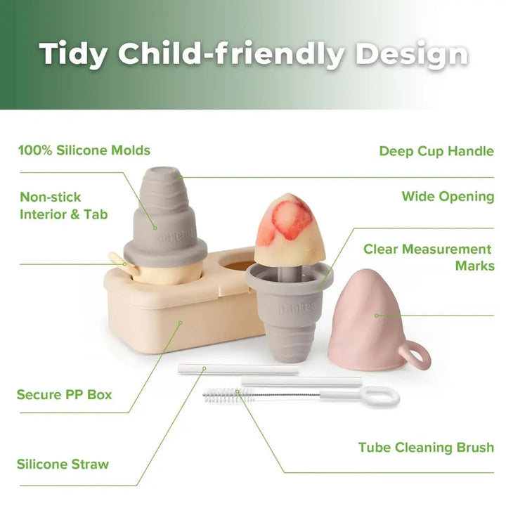 Haakaa Freeze-N-Sip Ice Cream Mould Set – Fun Frozen Treats for Babies &amp; Toddlers – Slate Berry