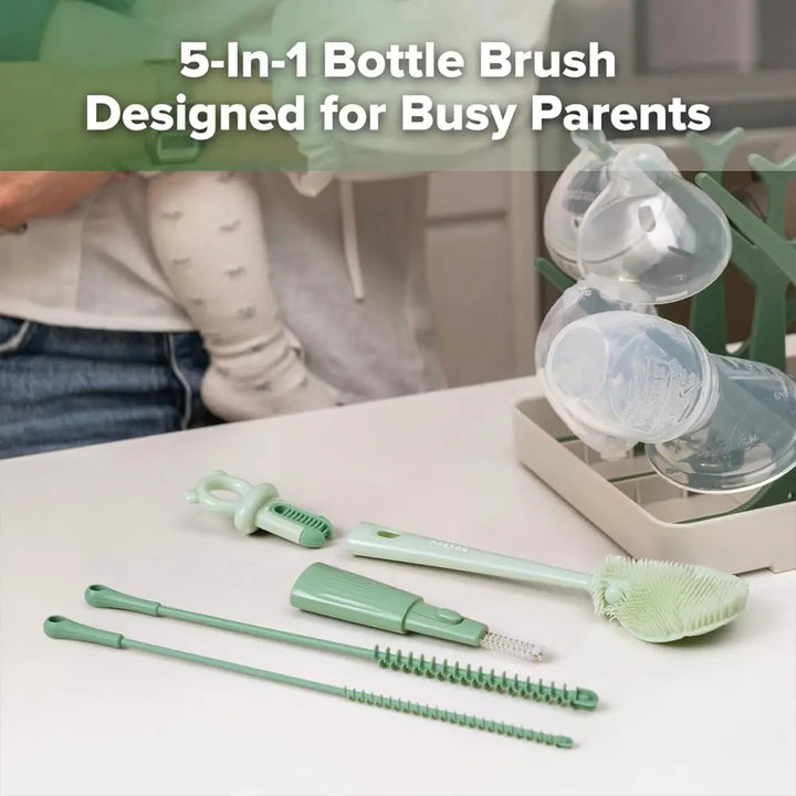 Haakaa 5-in-1 Cleaning Brush Set – All-in-One Cleaning Solution for Bottles, Teats &amp; Accessories