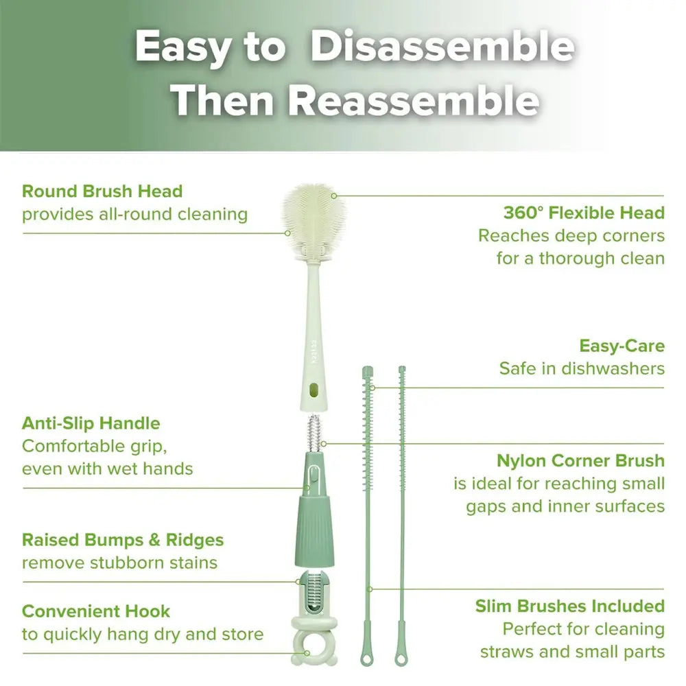 Haakaa 5-in-1 Cleaning Brush Set – All-in-One Cleaning Solution for Bottles, Teats &amp; Accessories