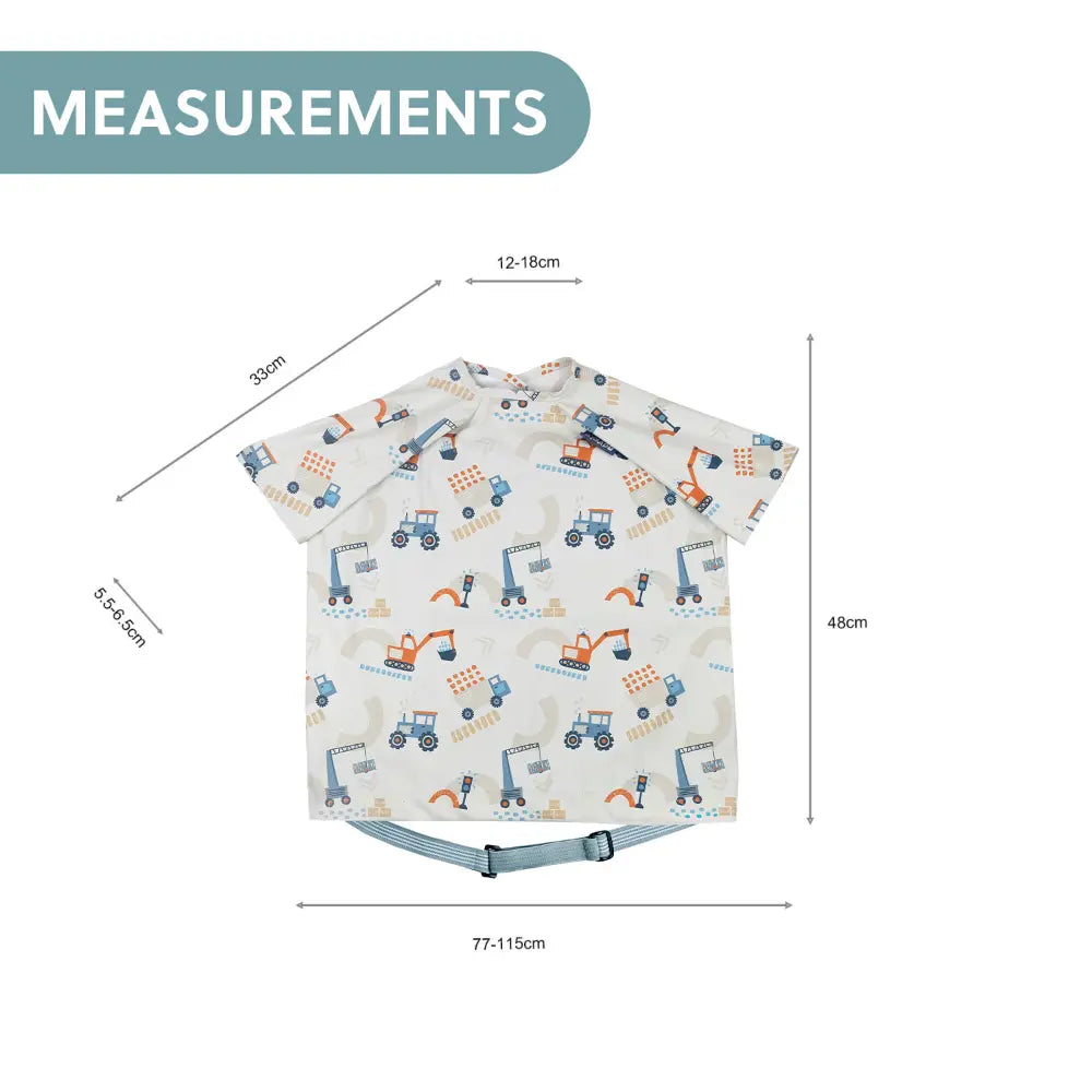 Bibado Stain &amp; Water Proof Short Sleeve Coverall Shirt Weaning Bib Little Loader - Grey - For Infants