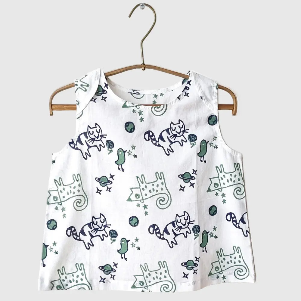 Whitewater Kids Unisex Organic Billi Mint Jhabla With Mint Pajama Pants