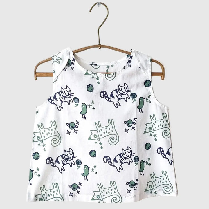 Whitewater Kids Unisex Organic Billi Mint Jhabla With Mint Pajama Pants