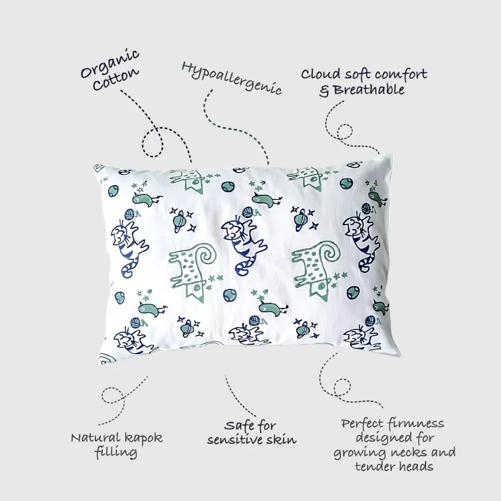 Whitewater Kids Organic Billi Print Kapok Pillow