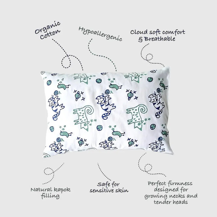 Whitewater Kids Organic Billi Print Kapok Pillow