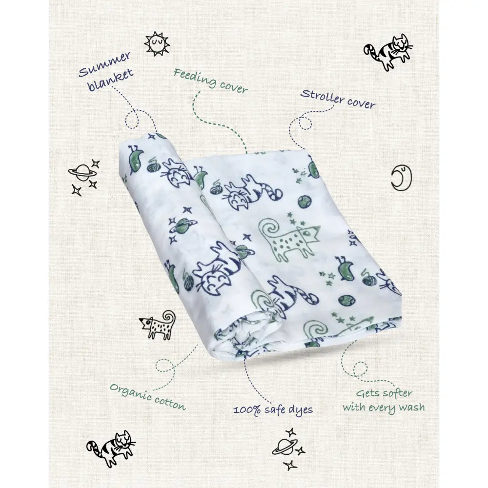 Whitewater Kids Organic Cotton Billi Print Swaddle