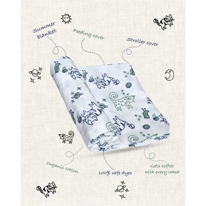 Whitewater Kids Organic Cotton Billi Print Swaddle
