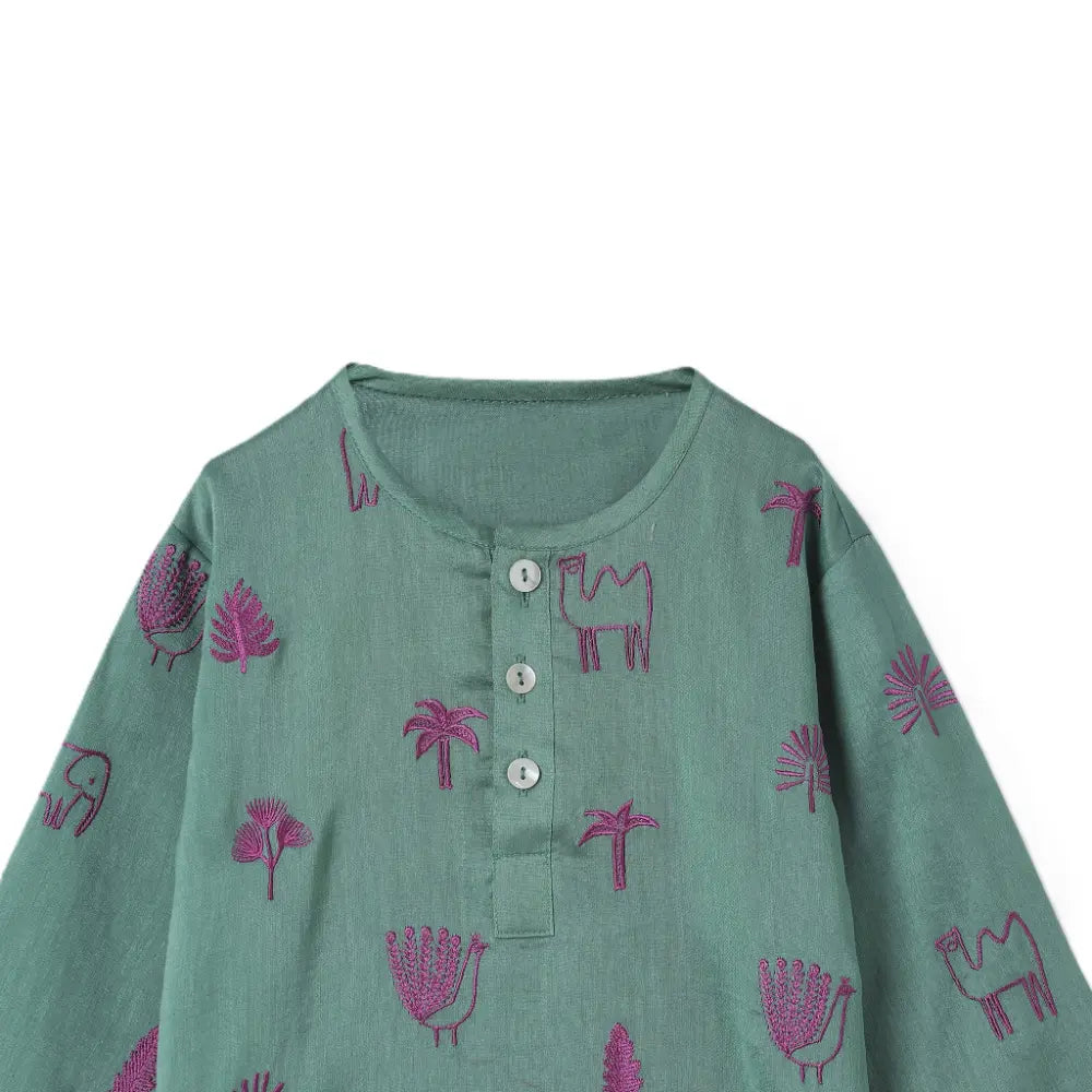 Dulaar Chanderi Kurta Pyjama Set - Magical Jungle
