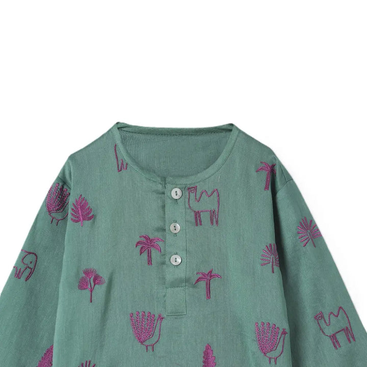 Dulaar Chanderi Kurta Pyjama Set - Magical Jungle
