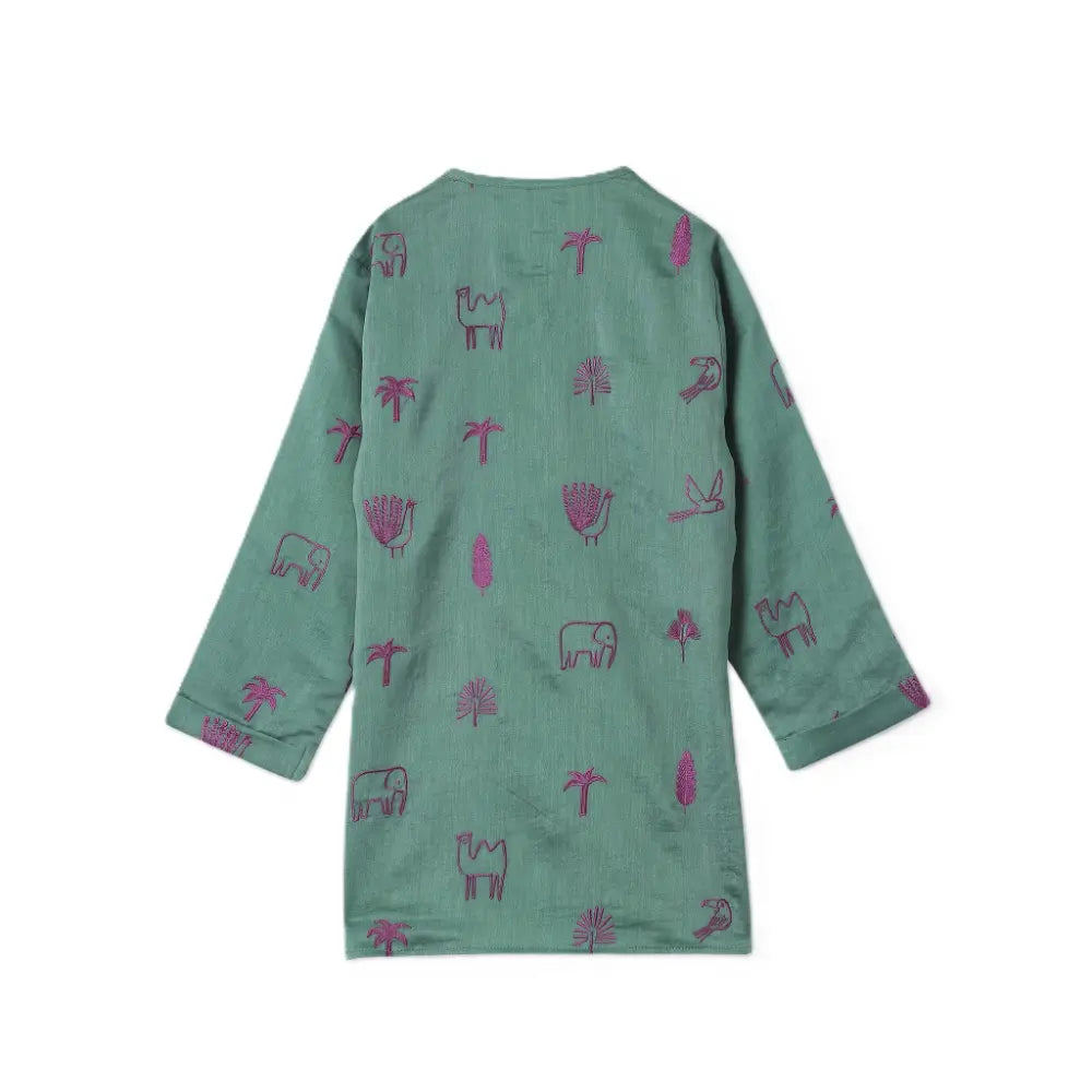 Dulaar Chanderi Kurta Pyjama Set - Magical Jungle