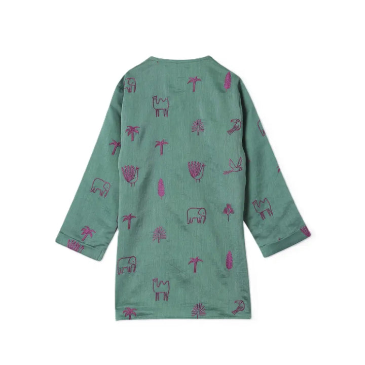 Dulaar Chanderi Kurta Pyjama Set - Magical Jungle