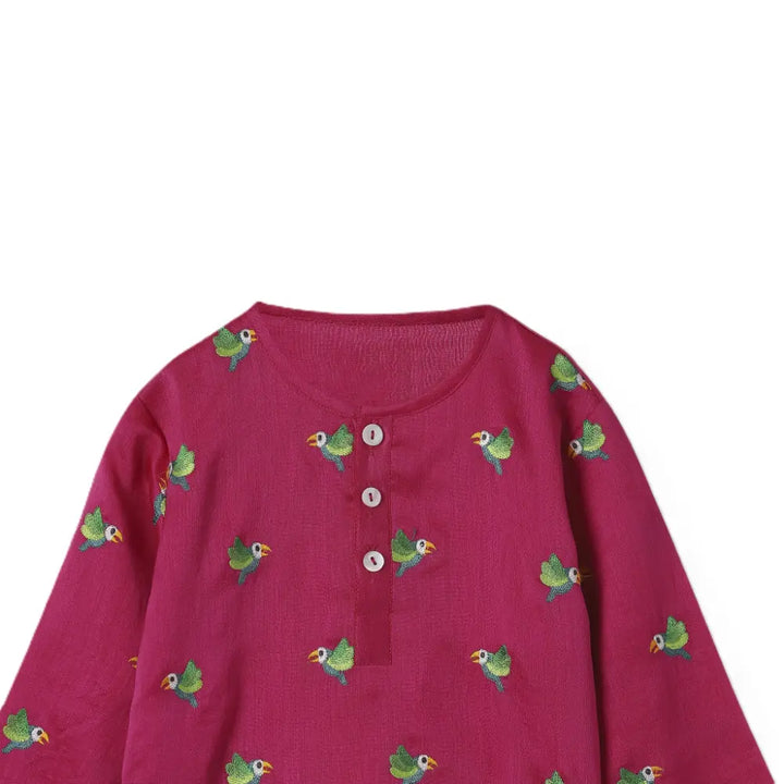Dulaar Chanderi Kurta Pyjama Set -Tota Udd