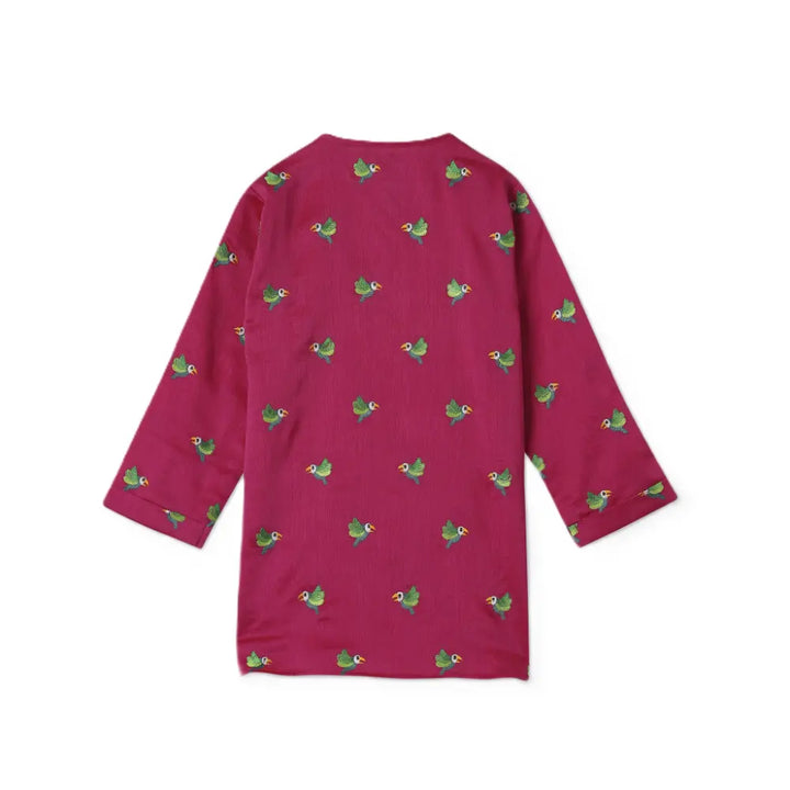 Dulaar Chanderi Kurta Pyjama Set -Tota Udd