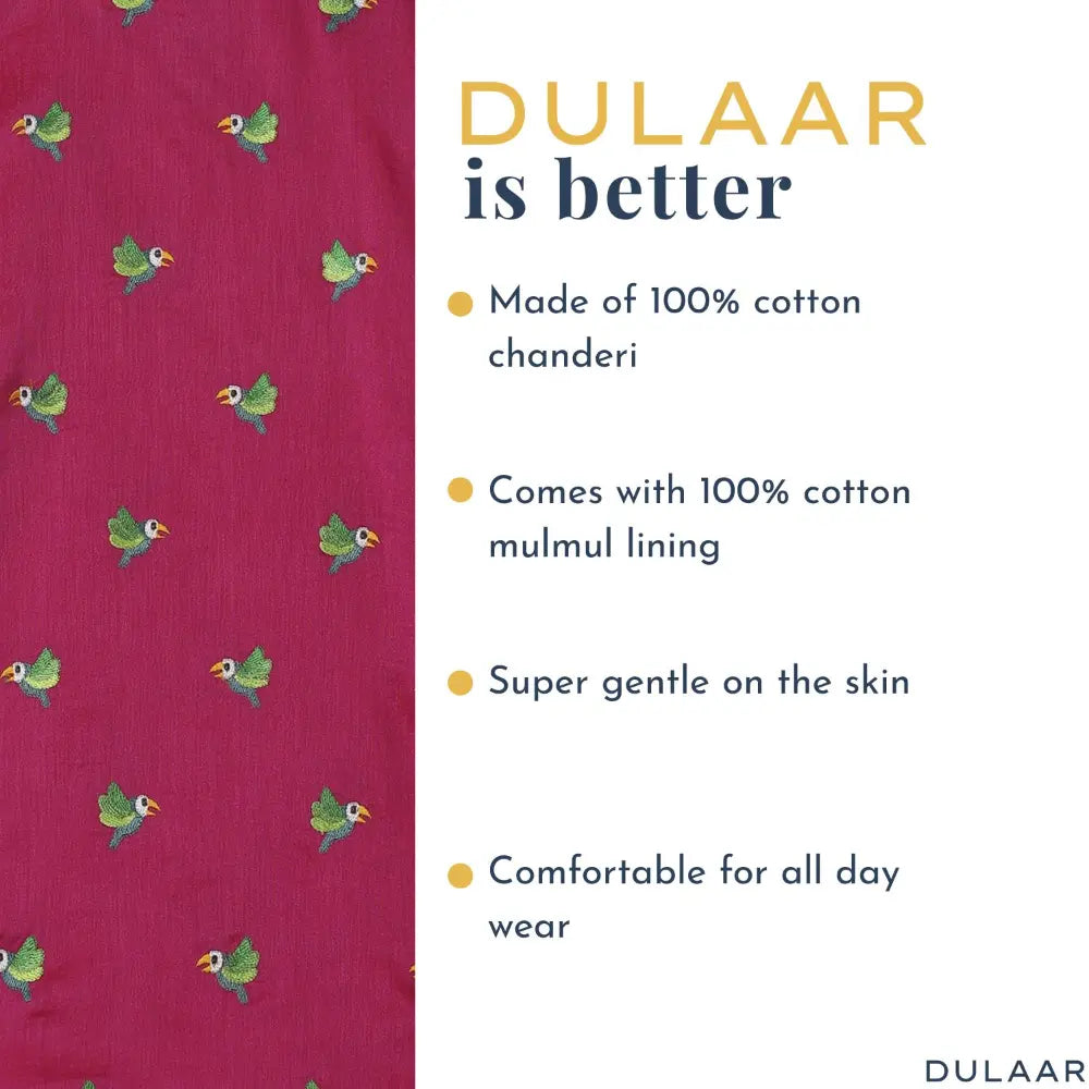 Dulaar Chanderi Kurta Pyjama Set -Tota Udd