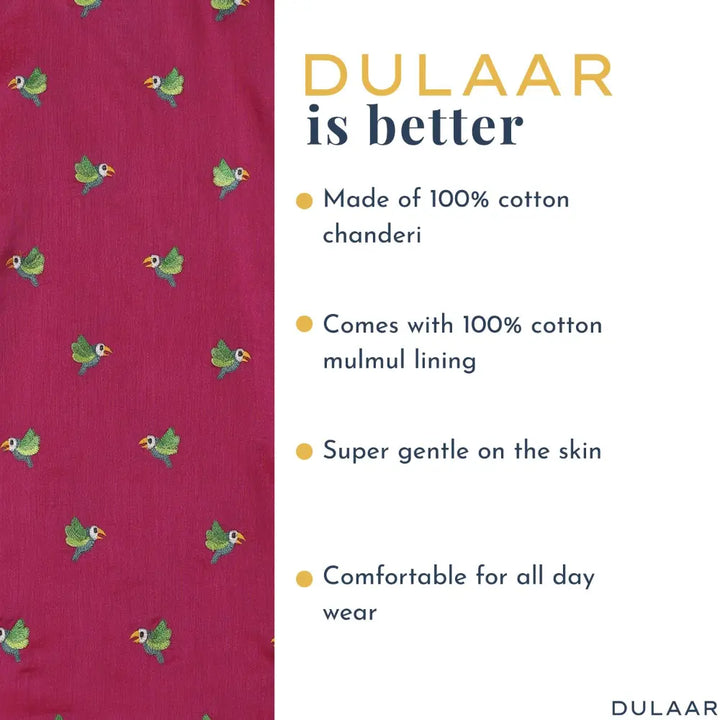 Dulaar Chanderi Kurta Pyjama Set -Tota Udd
