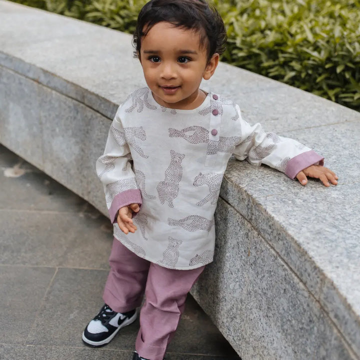 Dulaar Chanderi Hand-Block Printed Kurta Pyjama Set