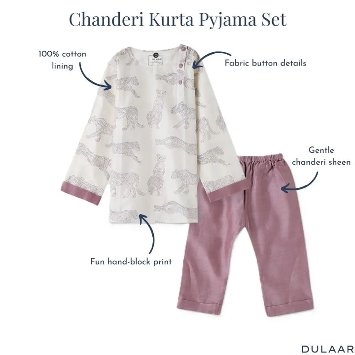 Dulaar Chanderi Hand-Block Printed Kurta Pyjama Set
